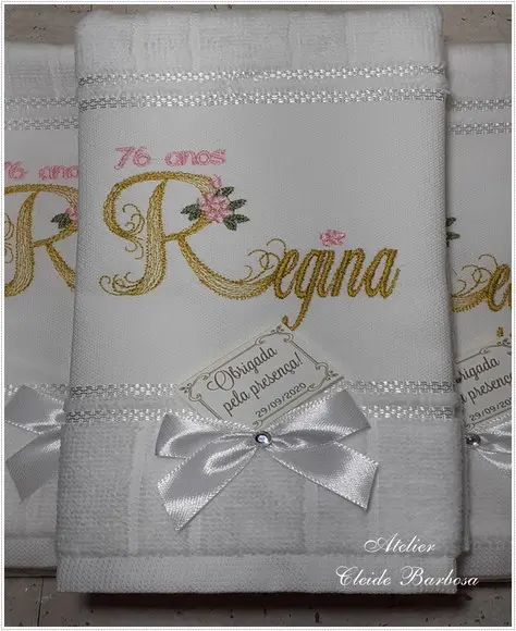 15 Toalhas Bordada para Aniversário 90 Anos