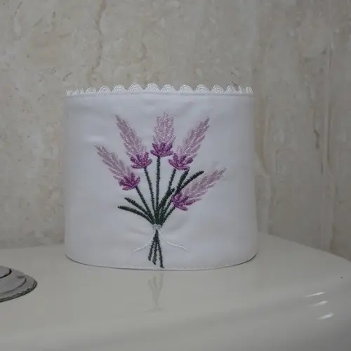 2 Porta Papeis Higiênico Bordado Lavanda