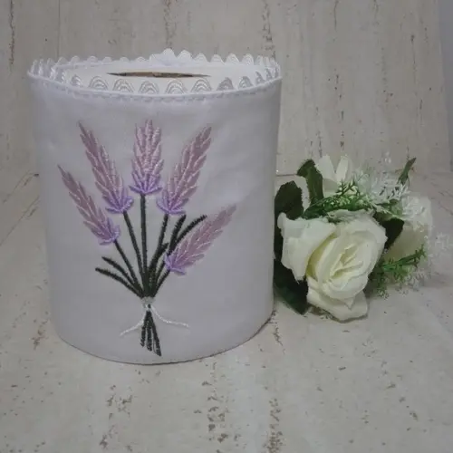 2 Porta Papeis Higiênico Bordado Lavanda