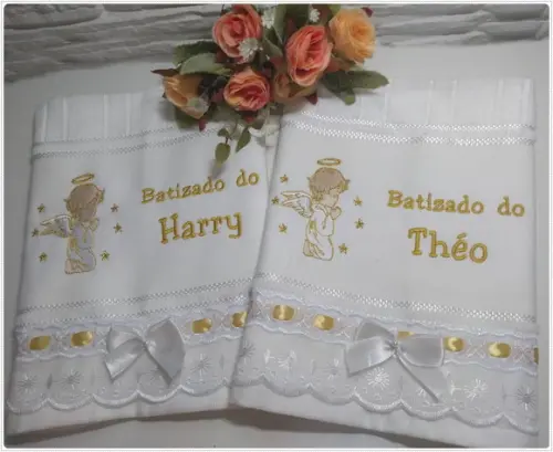 2 Toalhas de Batizado para Gêmeos