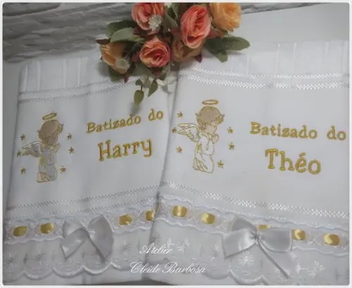 2 Toalhas de Batizado para Gêmeos