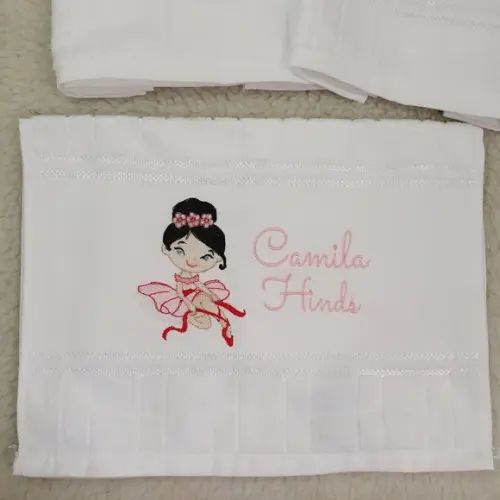 2 Toalhas Escolar Bordada Personalizada Bailarina