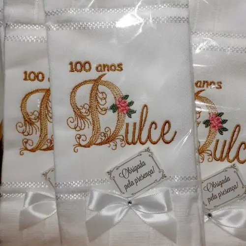 20 Lembranças de Aniversário 100 Anos Toalha Bordada