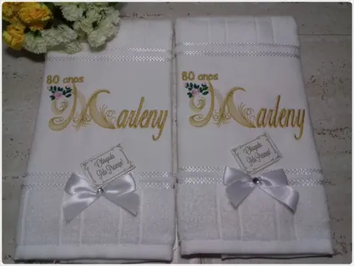 20 Lembranças Personalizada Aniversário 80 Anos Toalha