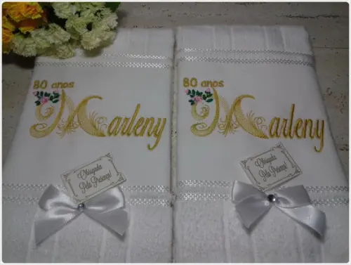 20 Lembranças Personalizada Aniversário 80 Anos Toalha