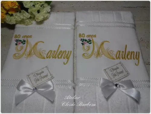 20 Lembranças Personalizada Aniversário 80 Anos Toalha