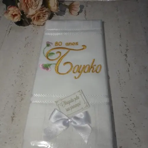 20 Toalhas Bordada para Aniversário 80 Anos