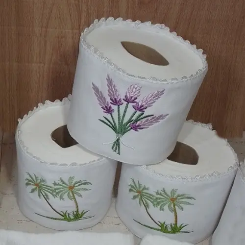 3 Porta Papeis Higiênico Bordado