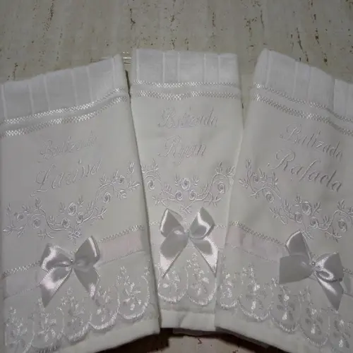 3 Toalhas de Batizado Personalizada Floral