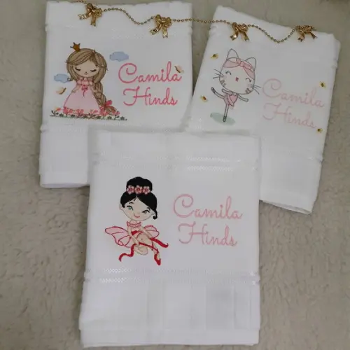 3 Toalhas Escolar Bordada Personalizada