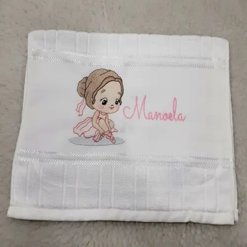 5 Toalhas Escolar Bordada e Personalizada Bailarina