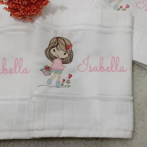 5 Toalhas Escolar Bordada e Personalizada Menina