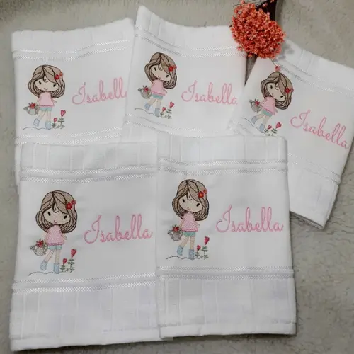 5 Toalhas Escolar Bordada e Personalizada Menina