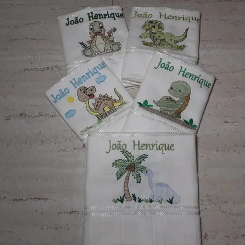 5 Toalhas Escolar Personalizada Dinossauros