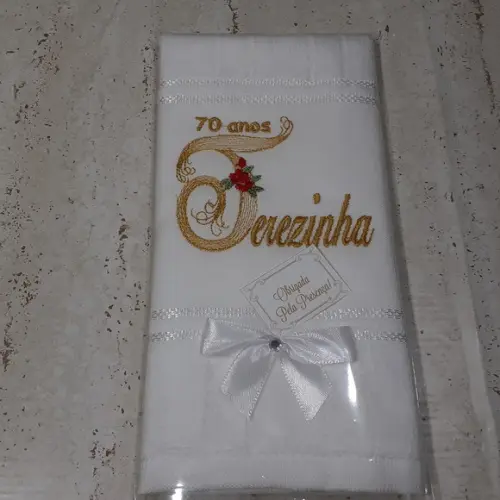 75 Lembrancinhas de Aniversário 70 Anos Toalha Bordada
