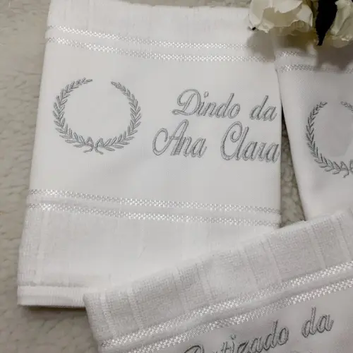 Kit Batismo Toalha de Batizado e Toalha dos Padrinhos