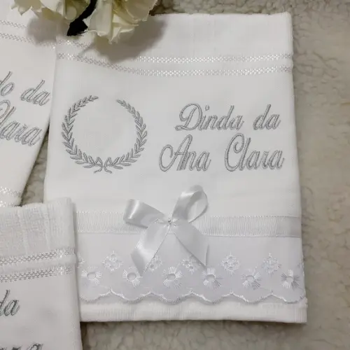 Kit Batismo Toalha de Batizado e Toalha dos Padrinhos