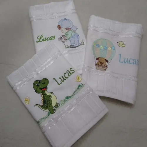 Kit Lanche Infantil 3 Peças Bordada Desenho e Nome