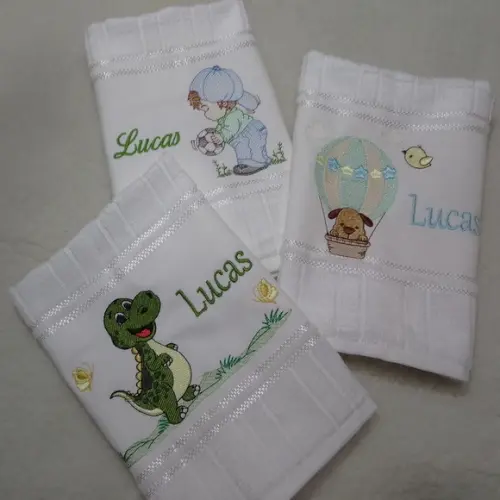 Kit Lanche Infantil 3 Peças Bordada Desenho e Nome