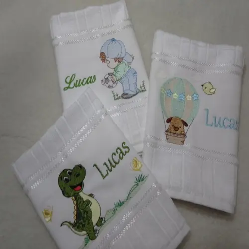 Kit Lanche Infantil 3 Peças Bordada Desenho e Nome