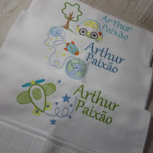 Kit Toalha Escolar Bordada 3 Unidades