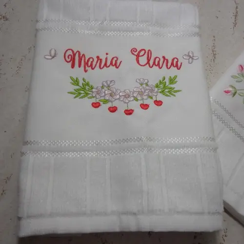 Kit Toalha Escolar Bordada Flores 2 Unidades
