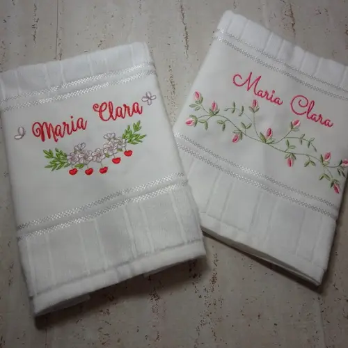 Kit Toalha Escolar Bordada Flores 2 Unidades