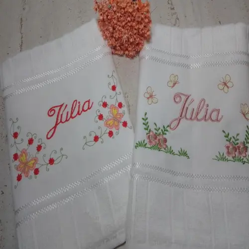 Kit Toalha Escolar Bordada Jardim 2 Unidades