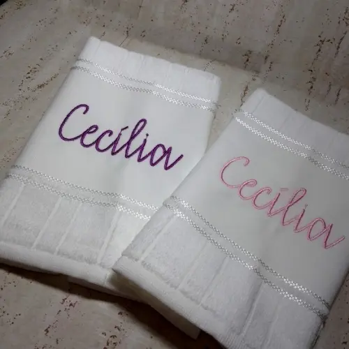 Kit Toalha Escolar Bordada Personalizada 2 Unidades
