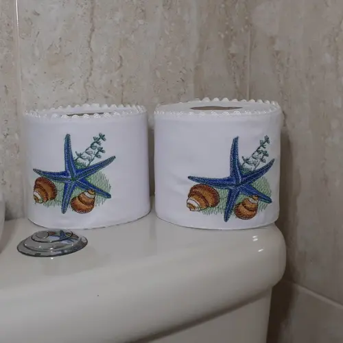 Porta Papel Higiênico Bordado Estrela do Mar 2 Unidades