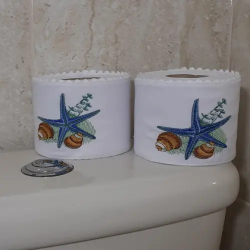 Porta Papel Higiênico Bordado Estrela do Mar 2 Unidades