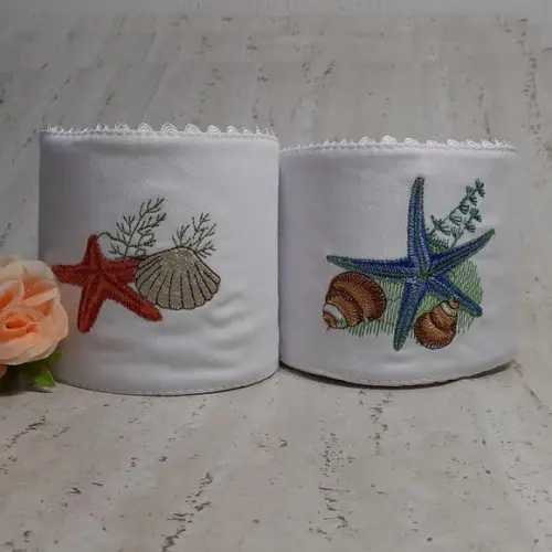 Porta Papel Higiênico Bordado Estrela do Mar 2 Unidades