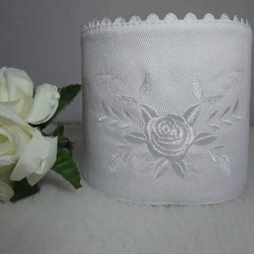Porta Papel Higiênico Bordado Flores 2 Unidades