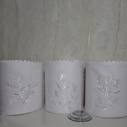 Porta Papel Higiênico Bordado Flores 3 Unidades