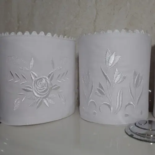 Porta Papel Higiênico Bordado Flores 3 Unidades