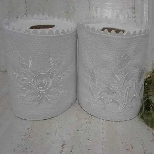 Porta Papel Higiênico Bordado Flores 2 Unidades
