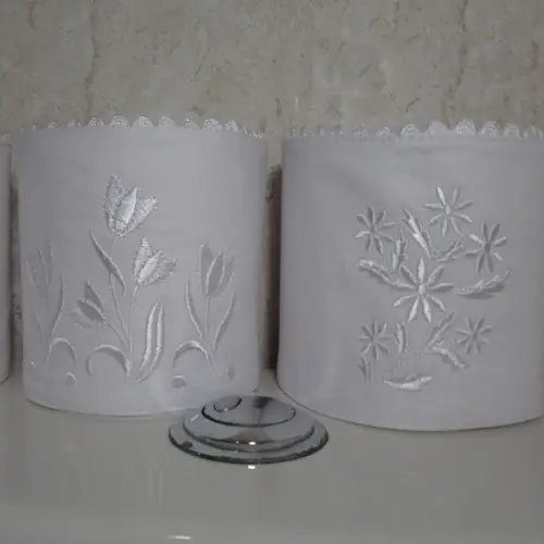 Porta Papel Higiênico Bordado Flores 3 Unidades