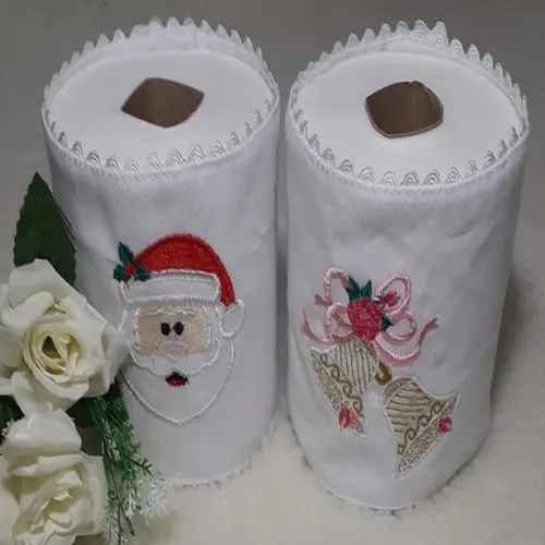 Porta Papel Higiênico Bordado Papai Noel 2 Unidades