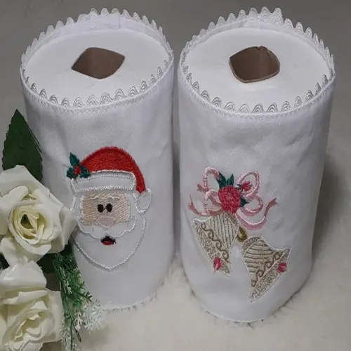 Porta Papel Higiênico Bordado Papai Noel 2 Unidades