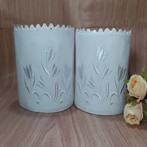 Porta Papel Higiênico Bordado Tulipas