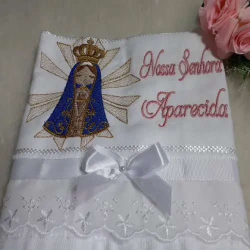 Toalha bordada Nossa Senhora Aparecida
