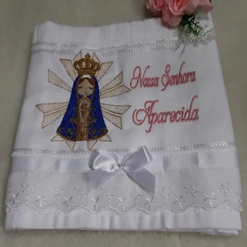 Toalha bordada Nossa Senhora Aparecida