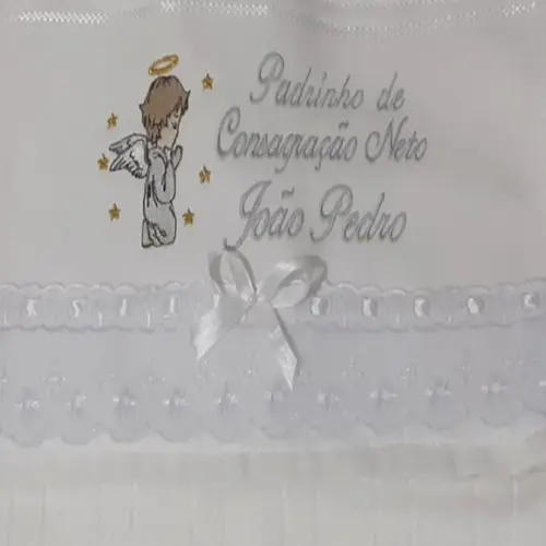 Toalha Bordada para Padrinho e Madrinha de Batismo