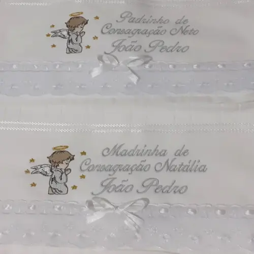 Toalha Bordada para Padrinho e Madrinha de Batismo