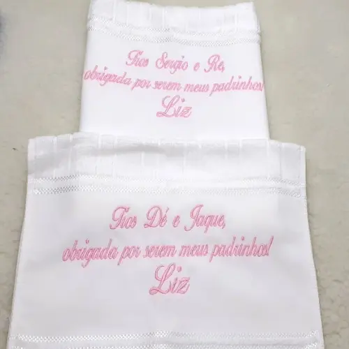 Toalha Bordada para Padrinho e Madrinha de Batismo