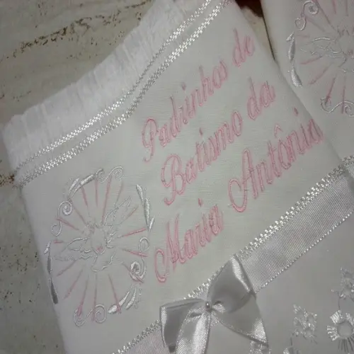Toalha Bordada para Padrinho e Madrinha de Batismo