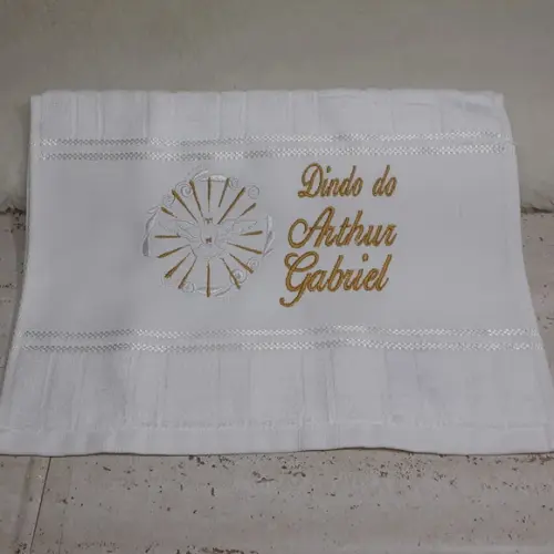 Toalha Bordada para Padrinho e Madrinha de Batismo