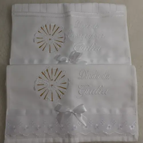 Toalha Bordada para Padrinho e Madrinha de Batismo