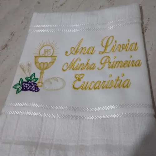 Toalha Bordada Personalizada Primeira Eucaristia