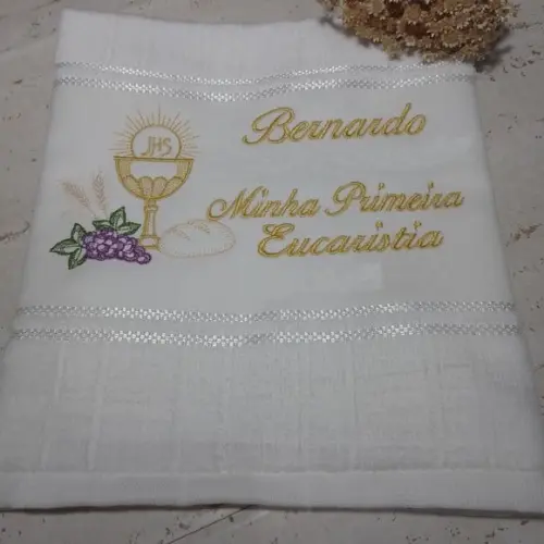 Toalha Bordada Personalizada Primeira Eucaristia